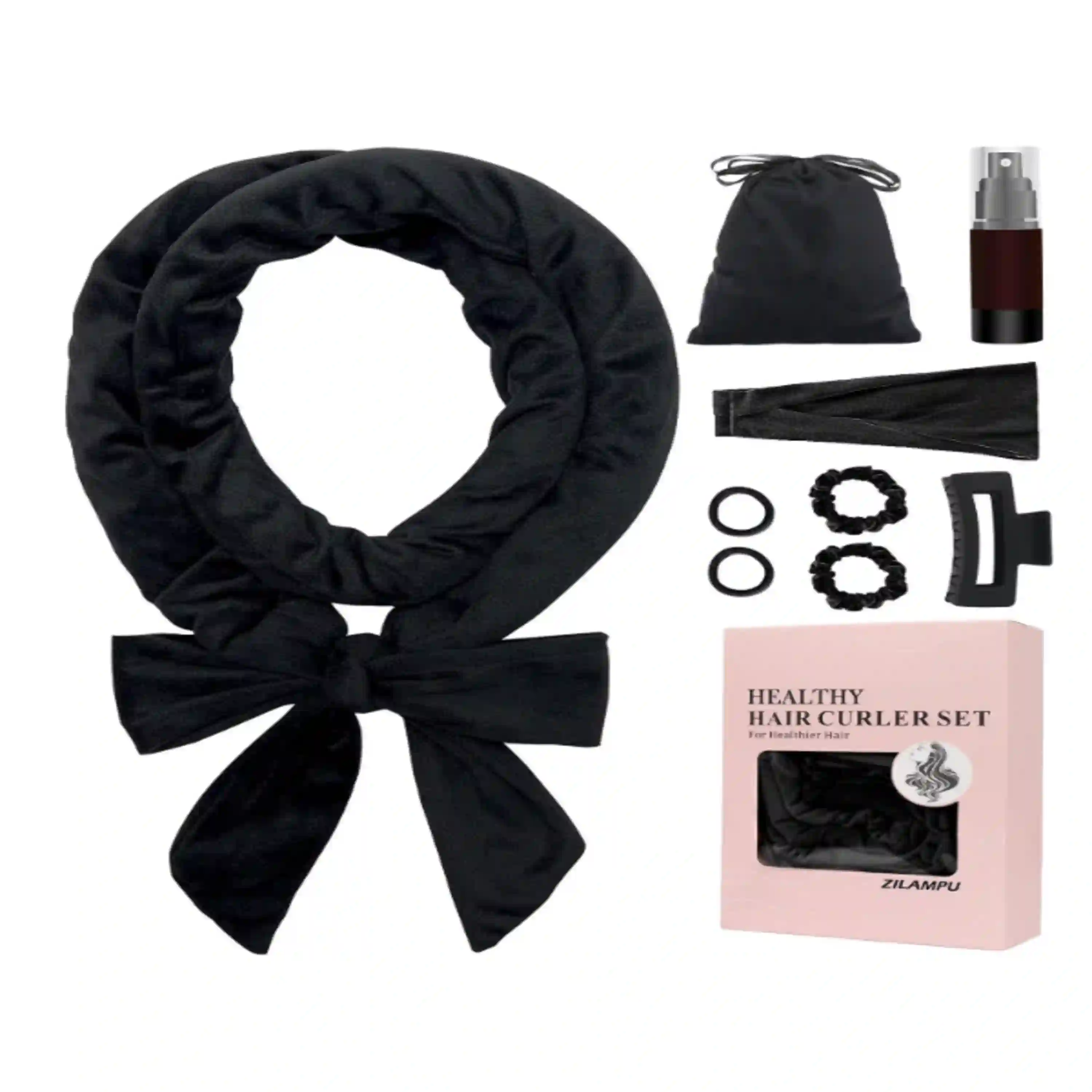 ZILAMPU Extra Long Velvet Heatless Curling Headband for Overnight Curls