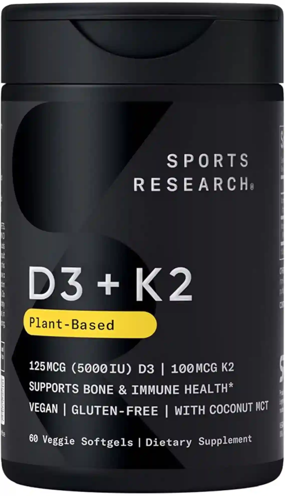 Sports Research Vegan Vitamin D3 + K2 Plantgels with Coconut MCT Oil