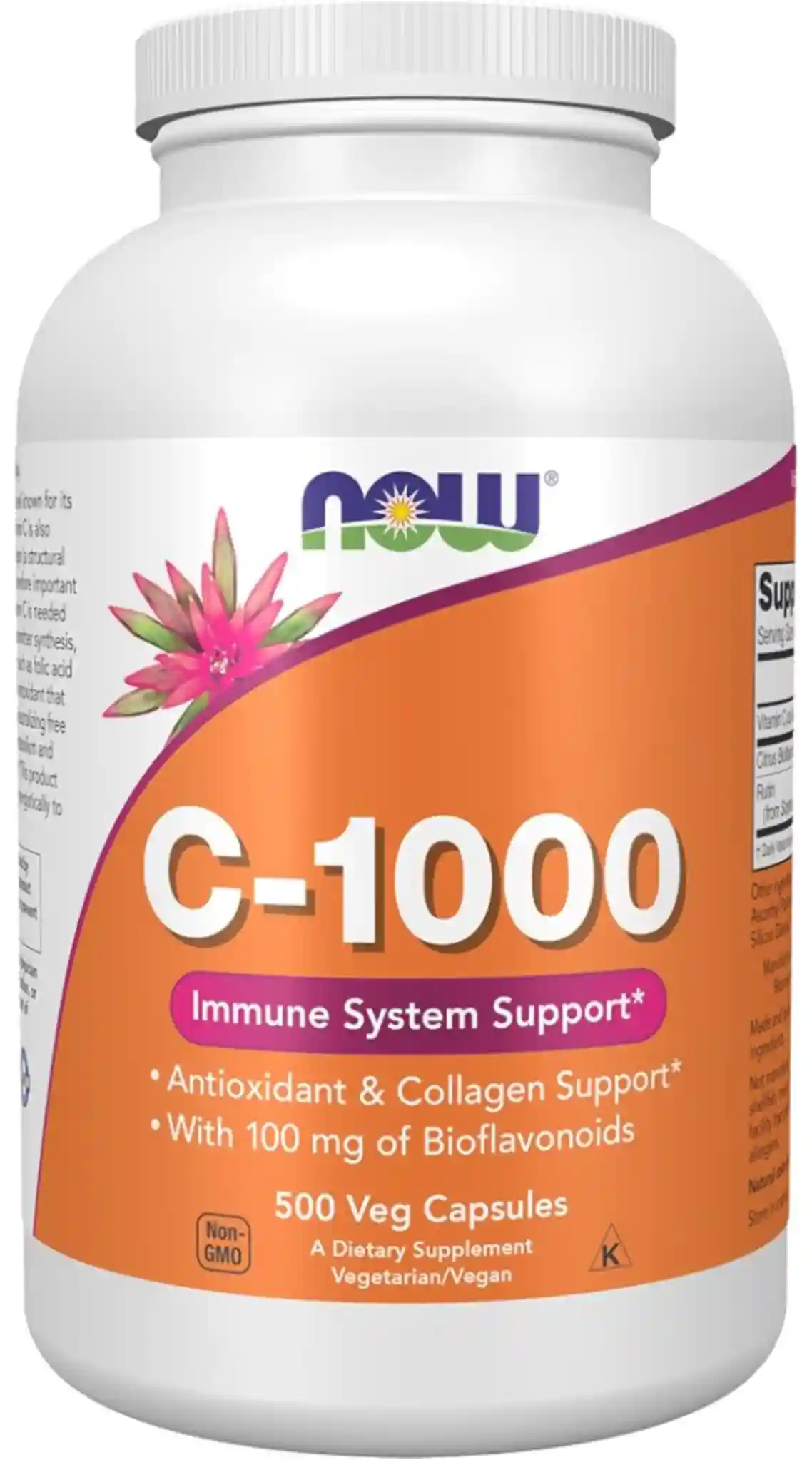 NOW Foods Vitamin C 1000 mg with 100 mg Bioflavonoids 500 Veg Capsules