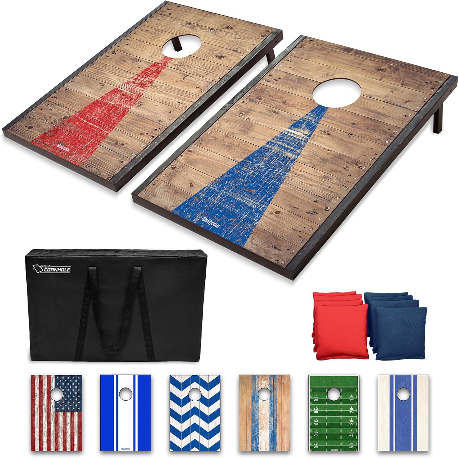 GoSports Portable Cornhole Sets Includes Two Boards Eight Bean Bags Carrying Case