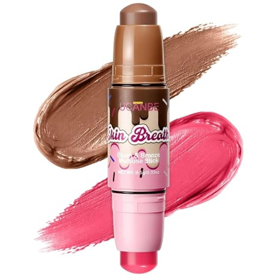 UCANBE Blush and Bronzer Stick Dual-Ended Cream Makeup Stick Blooming Rose