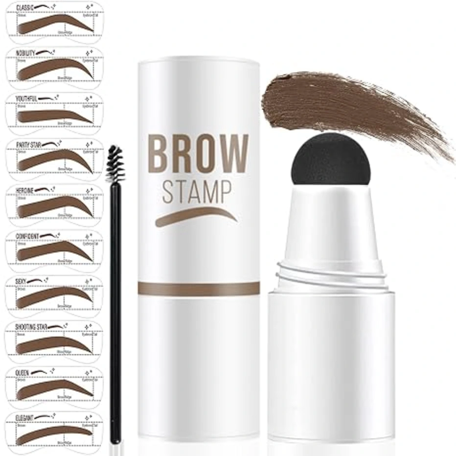 DWNDN Eyebrow Stencils Stamp Kit Waterproof Brow Stamp Dark Brown