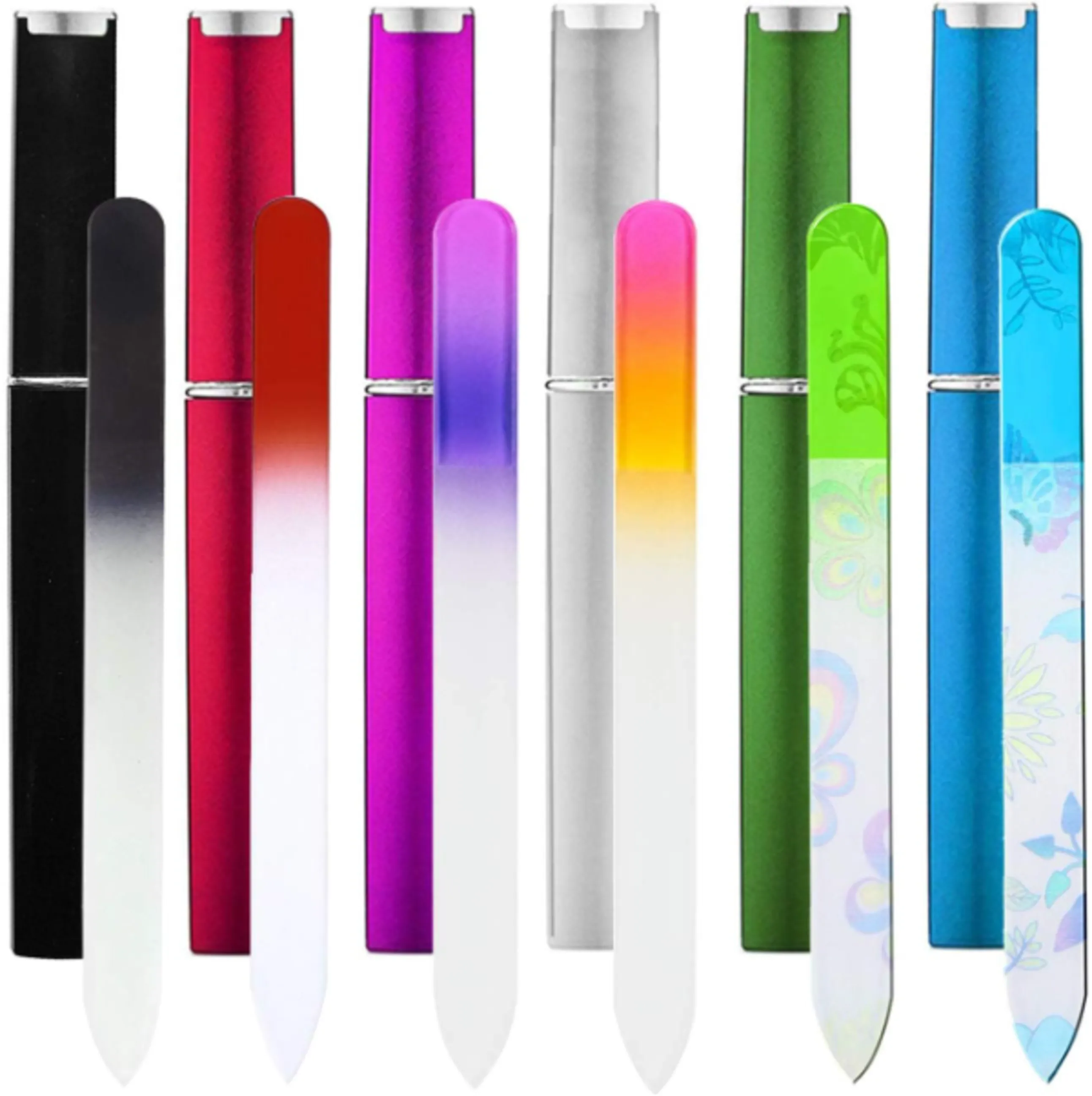 LUOTIVON 6 Pack Glass Nail File with Case Crystal Fingernail Files