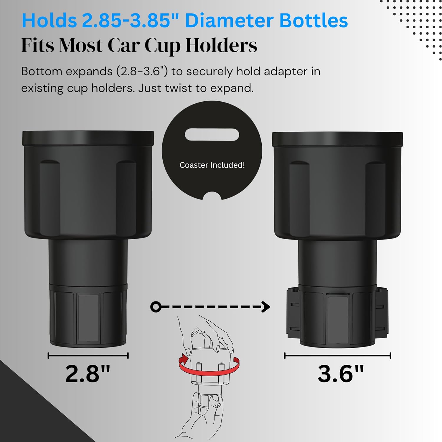 Swigzy Car Cup Holder Expander Adapter for Large 32-40oz Water Bottles Universal Fit