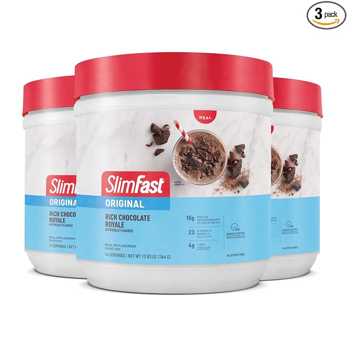 SlimFast Meal Replacement Powder Original Rich Chocolate Royale Shake Mix 10g Protein 3 Pack