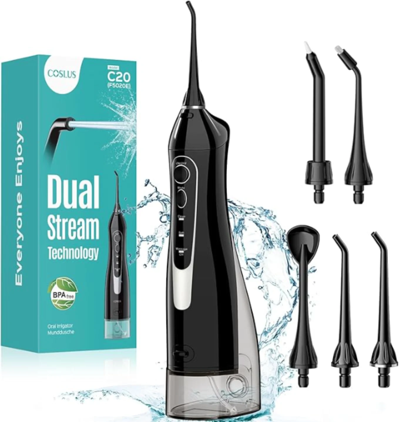 COSLUS C20 ADA Accepted Water Dental Flosser 300ML Portable Cordless