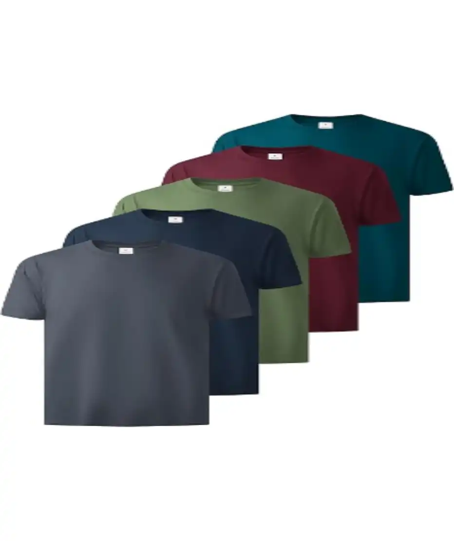 Little Beauty 5 Pack Men's T-Shirts Crew Neck Short Sleeve Cotton Tee Casual Summer Tops