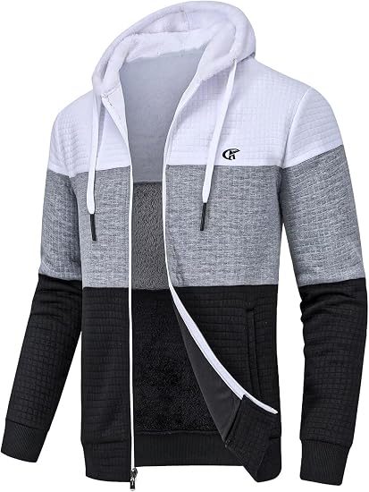 yuyangdpb Men's Zip Up Hoodie Heavyweight Fleece Sherpa Lined Sweatshirt Jackets Winter Warm Coats