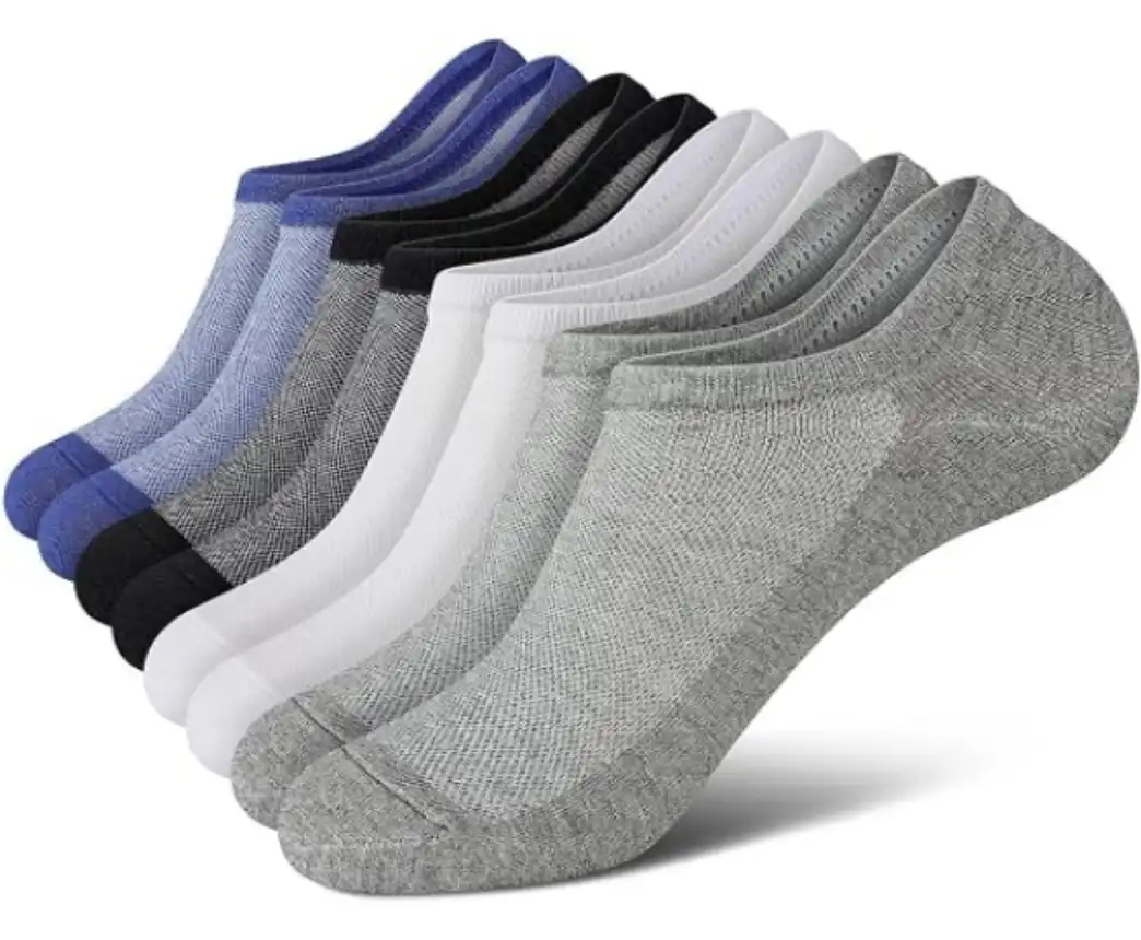 wernies Men's No Show Socks Soft Breathable Cotton Non Slip Low Cut Invisible Ankle Socks