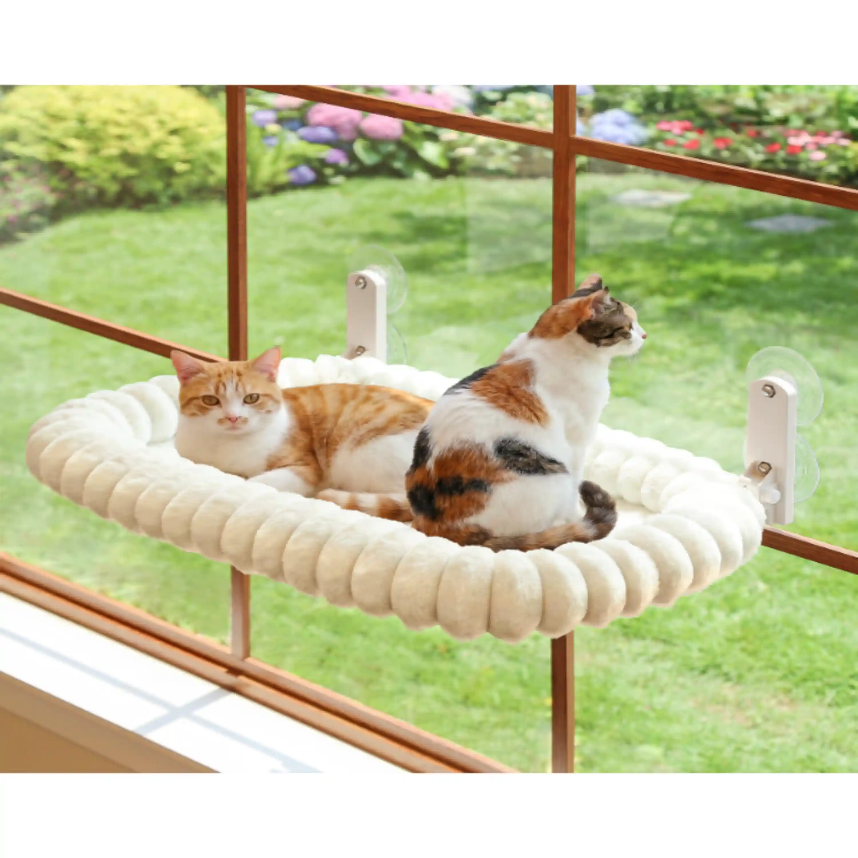 Zakkart SnugCloud Foldable Cat Window Perch Cream White Large