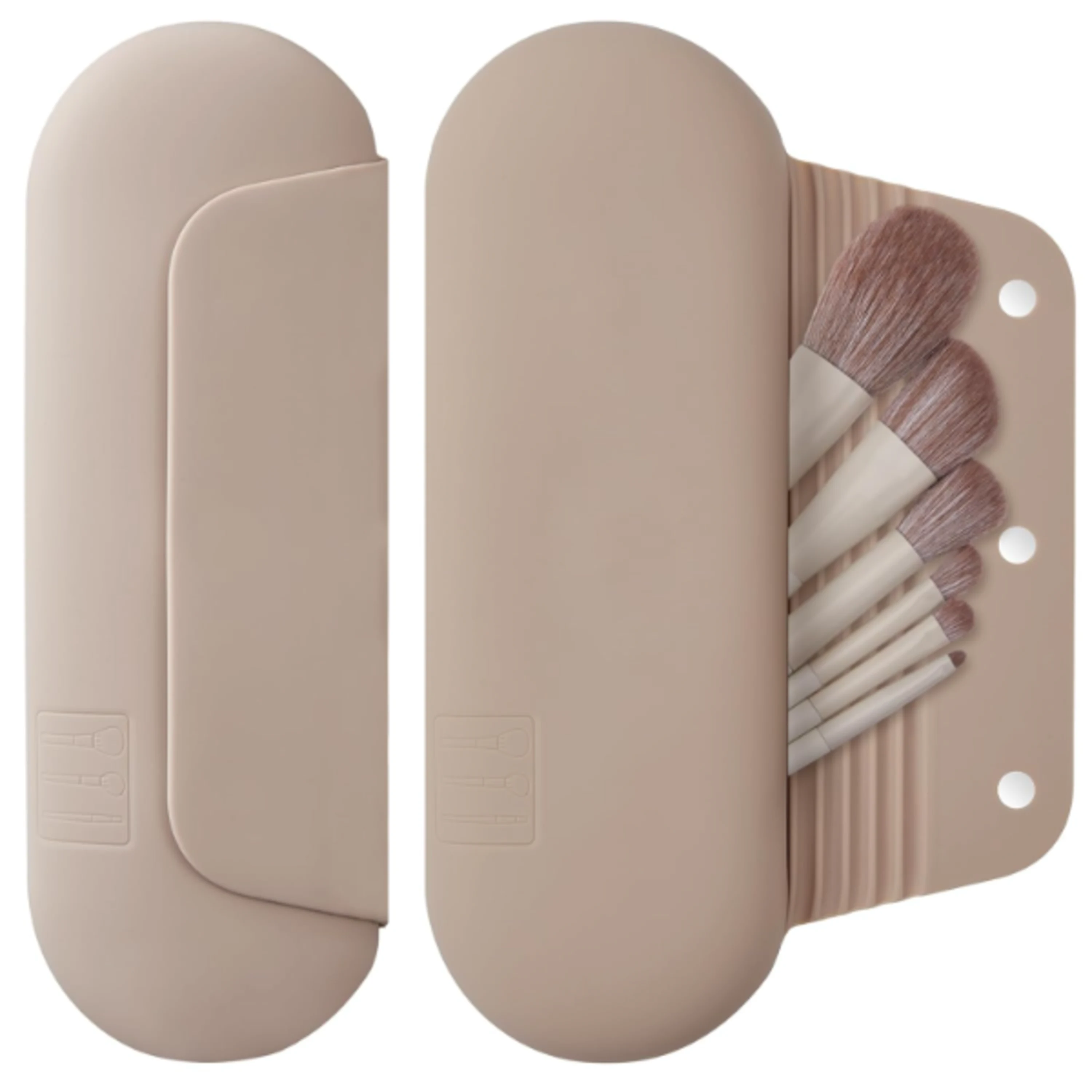 AGIKET Soft Silicone Makeup Brush Holder Travel Portable Cosmetic Case