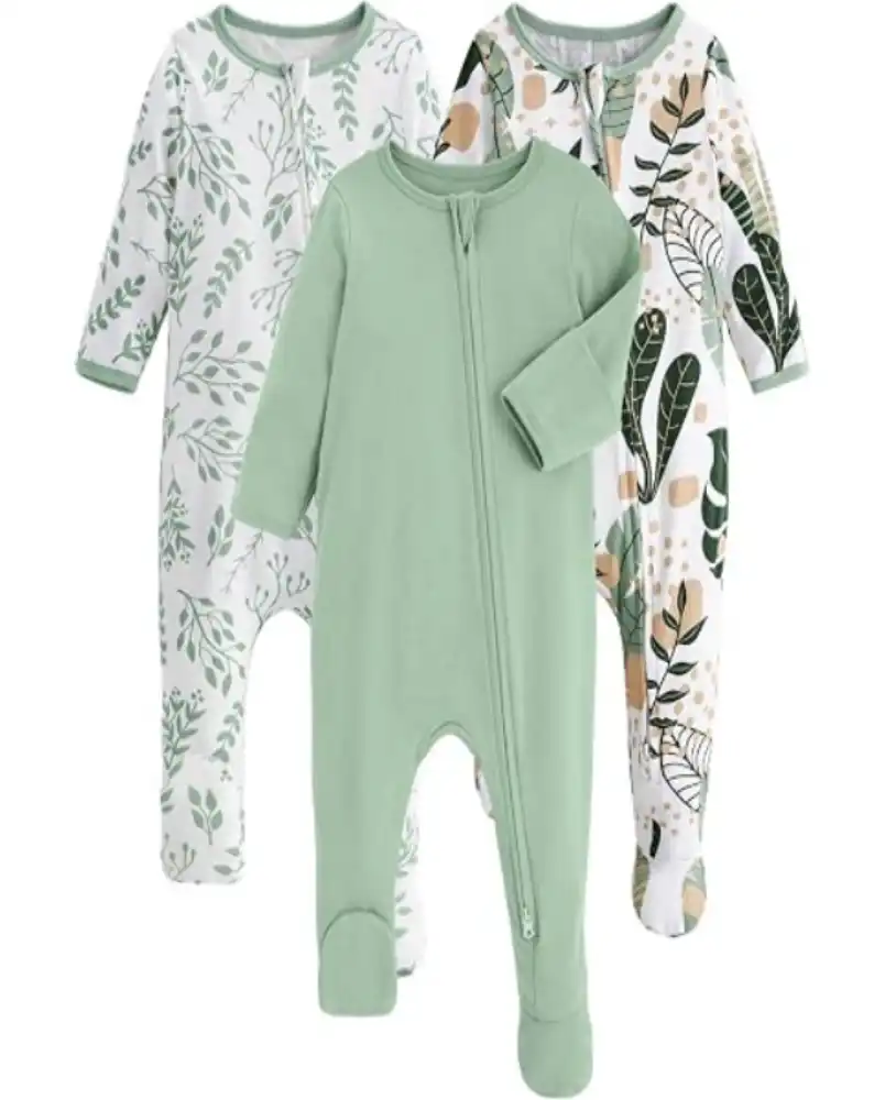 Yoofoss Baby Pajamas 100% Organic Cotton Baby Sleepers Footed PJs 3pcs