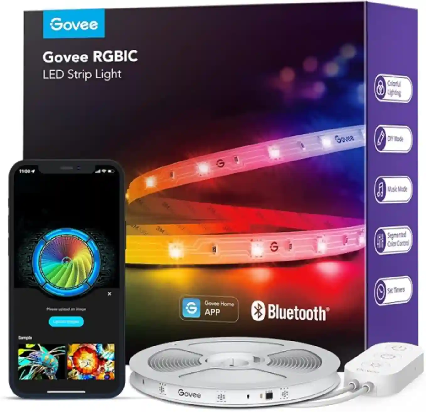 Govee 16.4ft RGBIC Smart LED Strip Lights with Bluetooth App Control and Music Sync