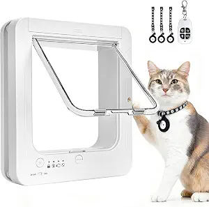 Smart Cat Door for Interior Exterior RFID Collar Activated Cat Flap White