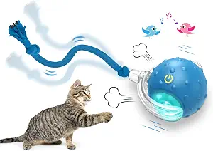 Giociv Interactive Cat Toys Ball for Indoor Cats Fast Rolling Chirping Motion Activated Blue