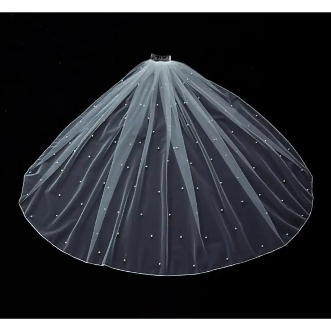 JEWSUN Pearls Bridal Veil Wedding Veil 1 Tier with Tulle-Wrapped Comb