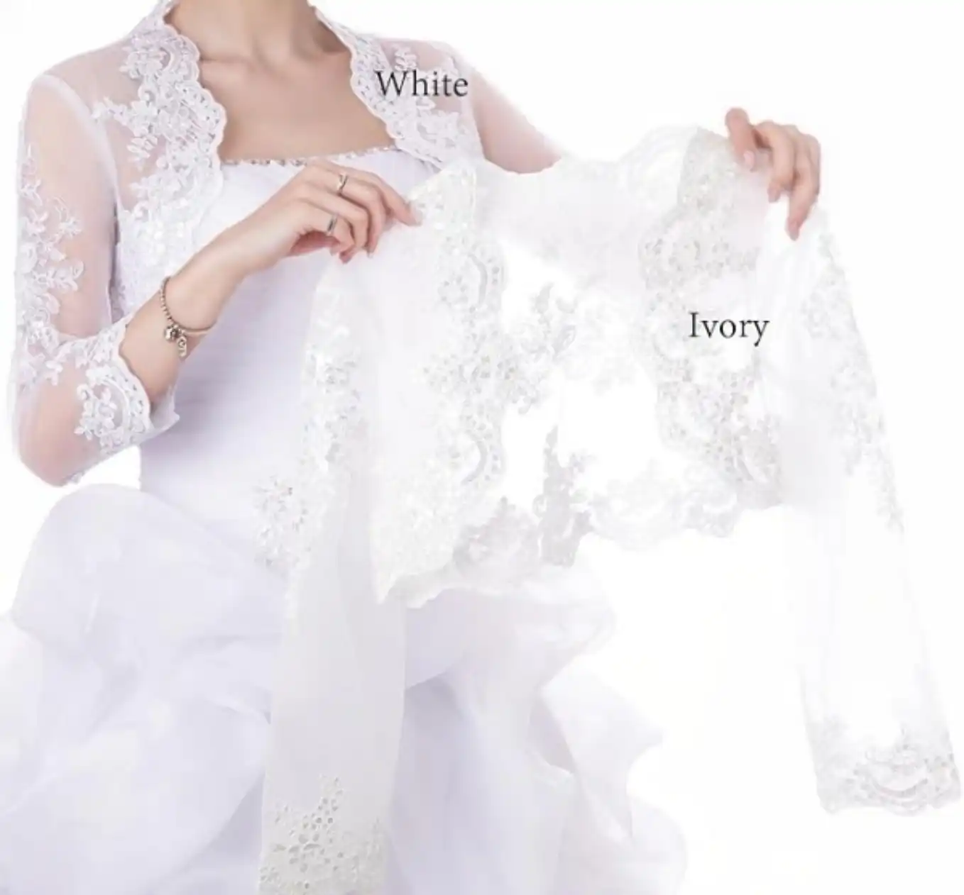 Women's Wedding Top Lace Jacket for Bride Lace Bolero Jacket Long Sleeve