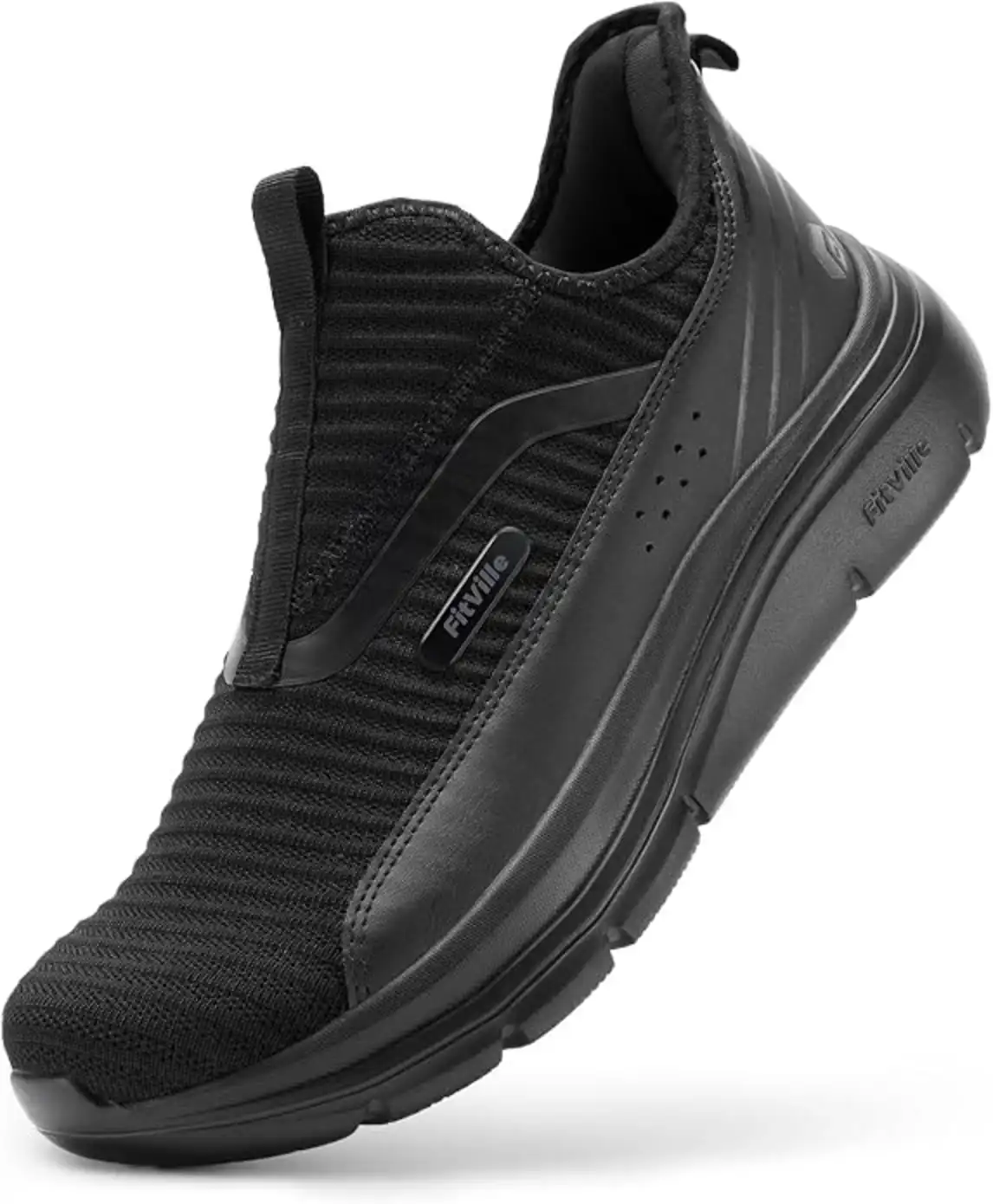 FitVille Mens Extra Wide Slip On Walking Shoes Arch Support Pain Relief Stepease V2
