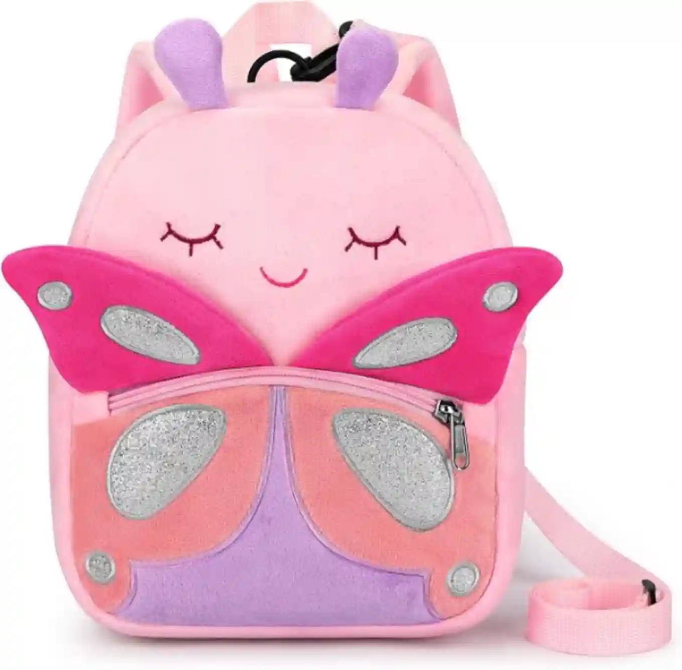 mibasies Little Backpacks for Girls Plush Toddler Backpack with Removable Safety Leash and 3D Animal Design