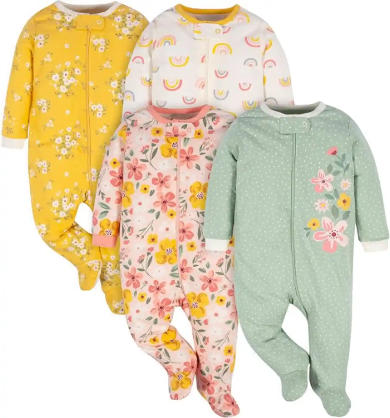 Gerber Baby Girls 4 Pack Sleep N Play Footie Cotton Pajamas
