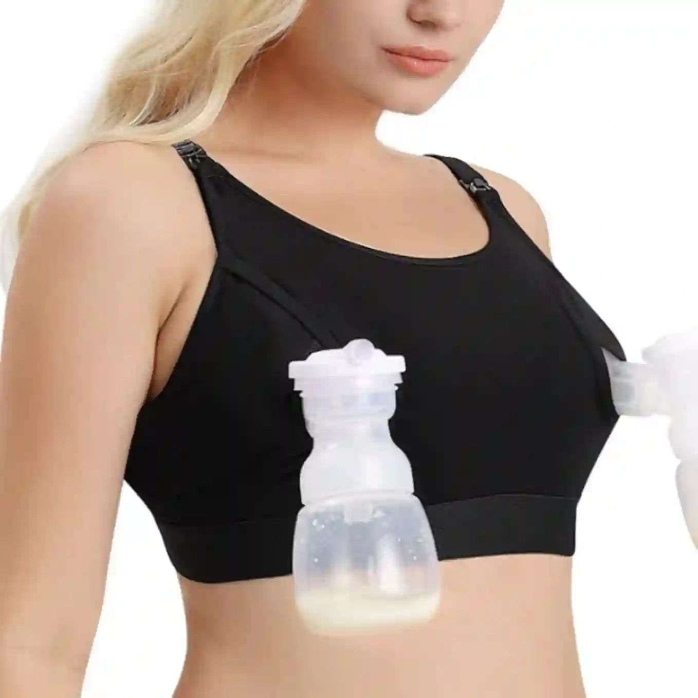 Momcozy Hands Free Pumping and Nursing Bra Cotton Breast Pump Bra With One Step Nursing Clasp