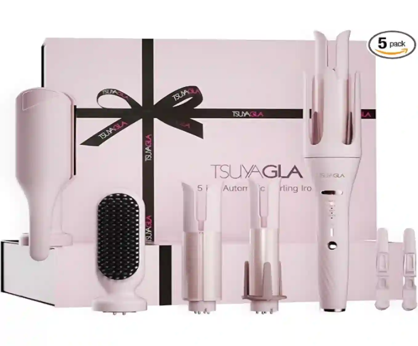 TSUYAGLA 5 in 1 Automatic Curling Iron Set Pink