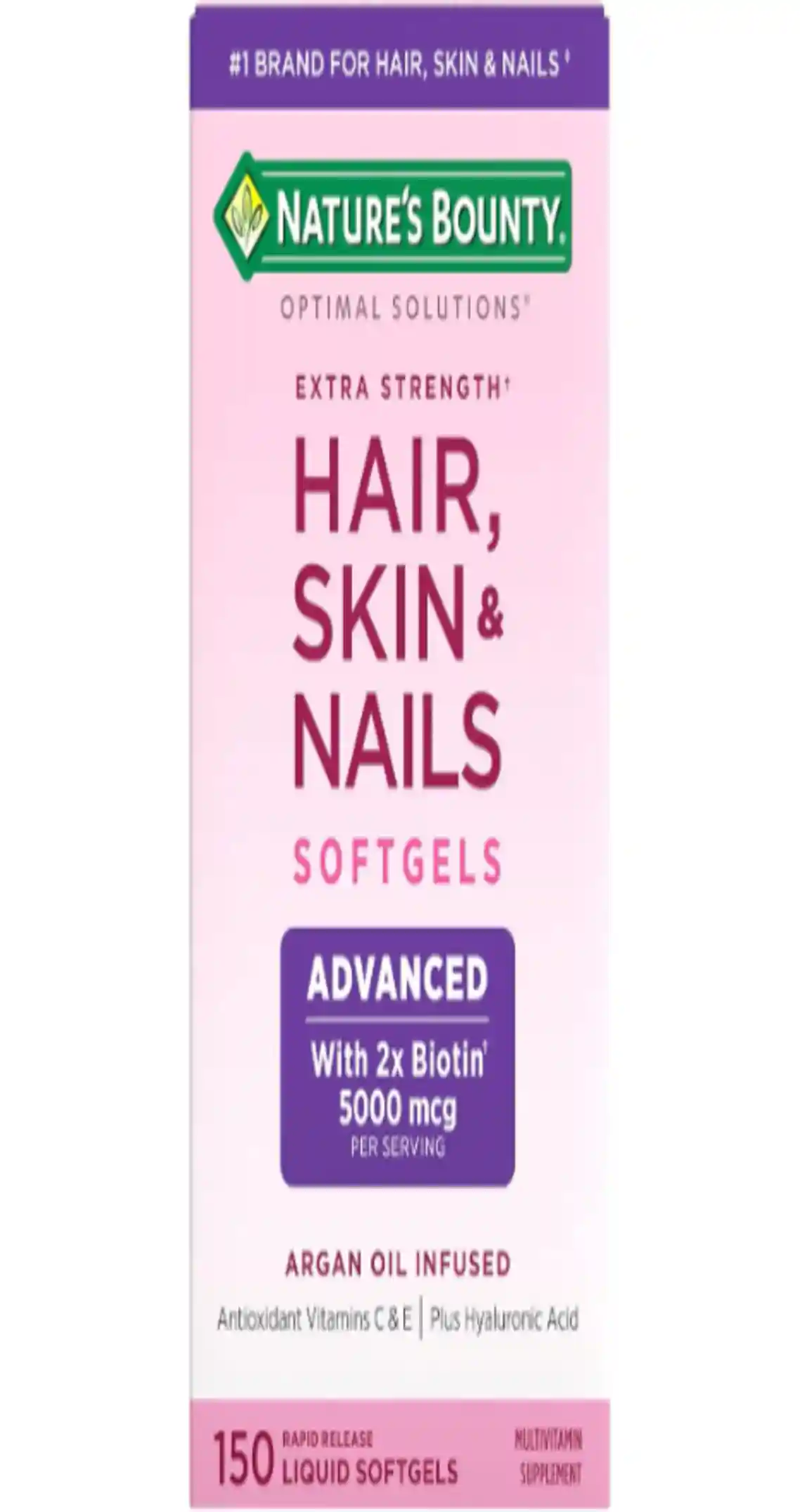 Nature's Bounty Advanced Hair Skin and Nails Rapid Release Softgels Biotin Supplement