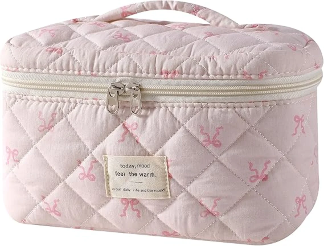 uekeboag Large Travel Quilted Floral Makeup Bag for Women
