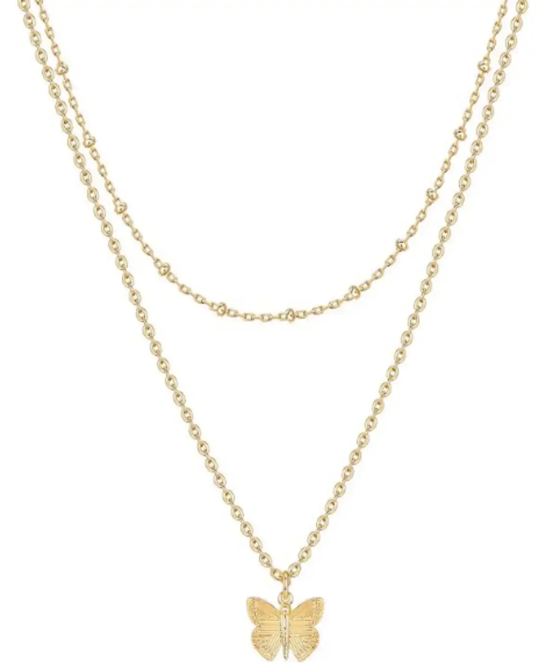 PAVOI 14K Gold Plated Layering Necklaces for Women Cute Butterfly Motif Pendant