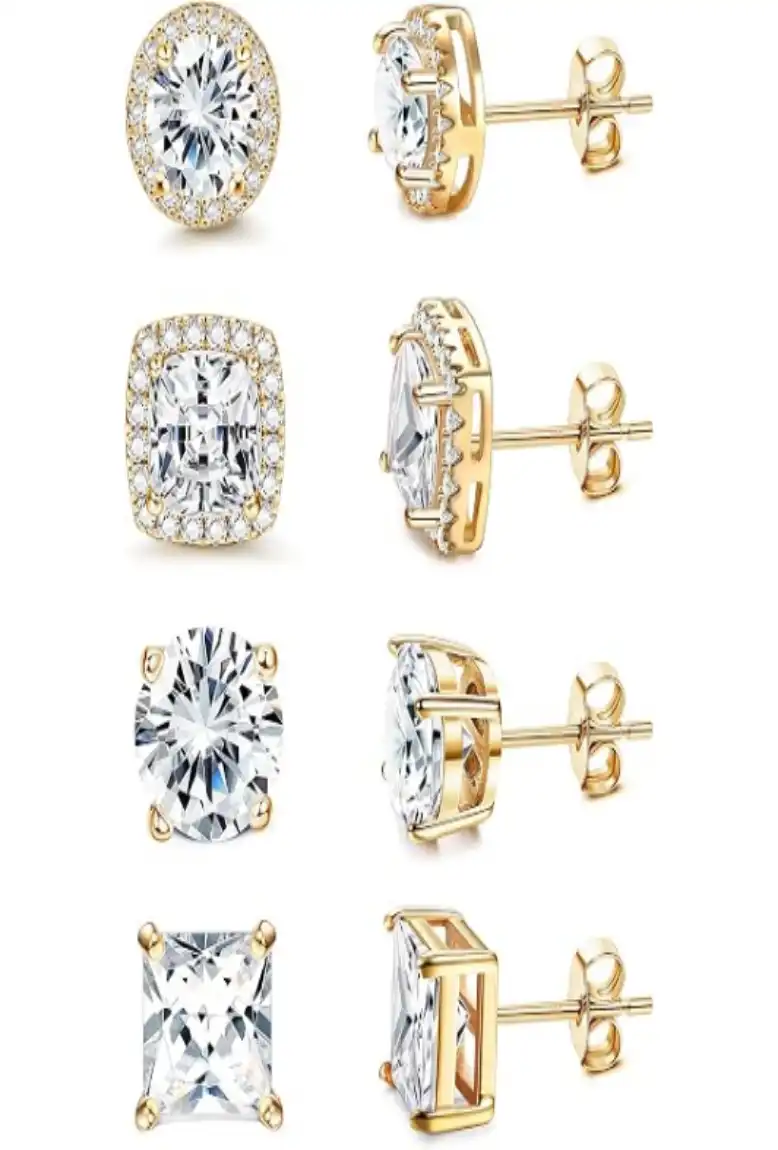 MILACOLATO S925 Sterling Silver Cubic Zirconia Halo Stud Earrings Set