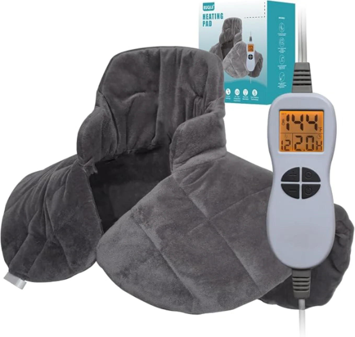 RUQIJI Weighted Neck and Shoulder Heating Pad with 12 Temperature Settings and Timer