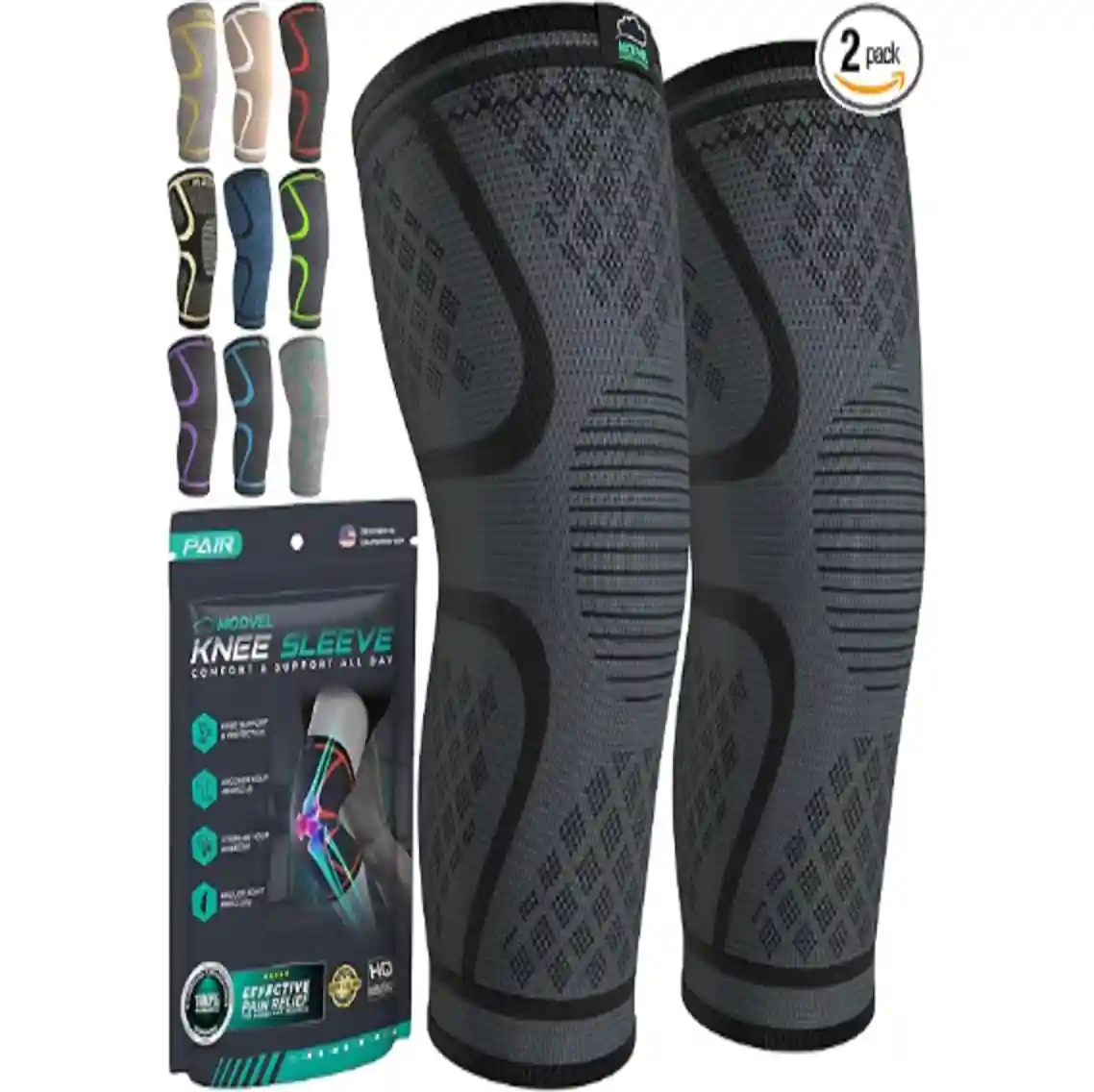 Modvel Compression Knee Brace For Women And Men Two Pack