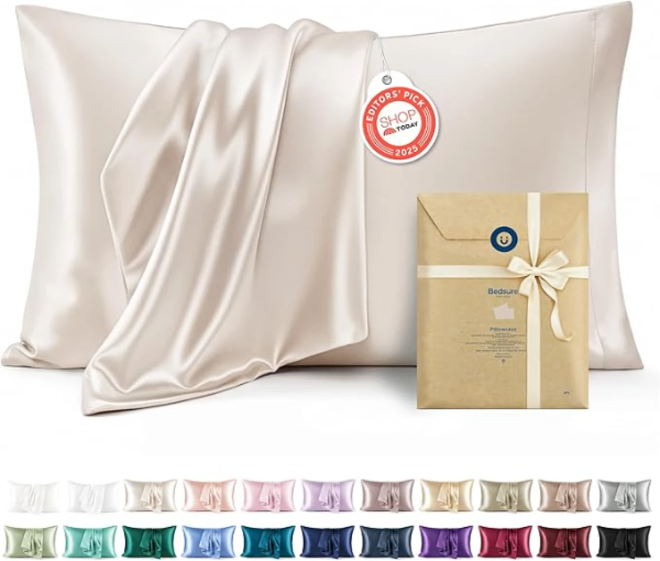 Bedsure Satin Pillowcases Queen Set of 2 for Hair and Skin Care