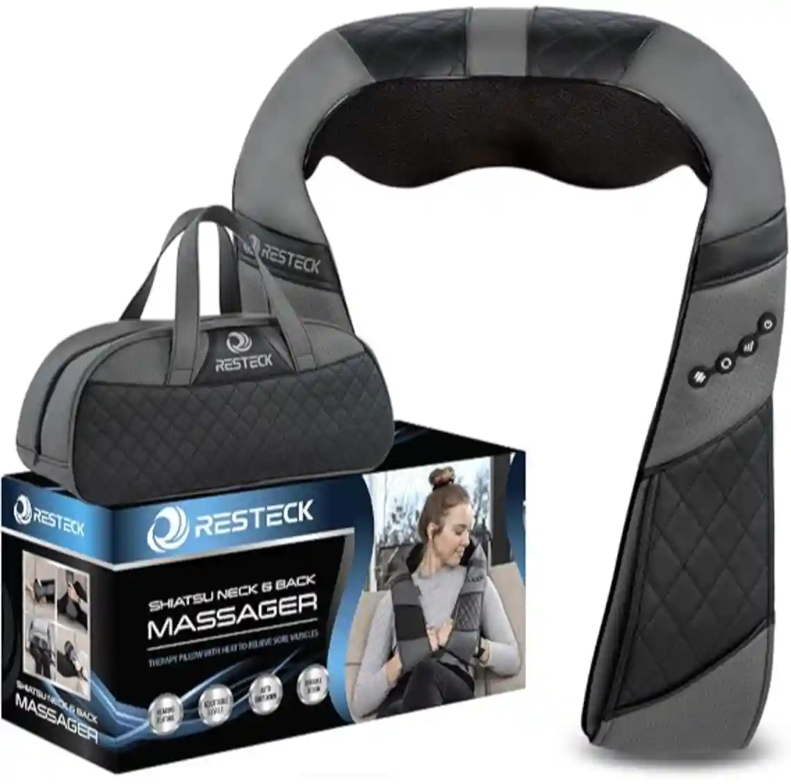 RESTECK Massagers for Neck and Back with Heat Deep Tissue 3D Kneading Pillow