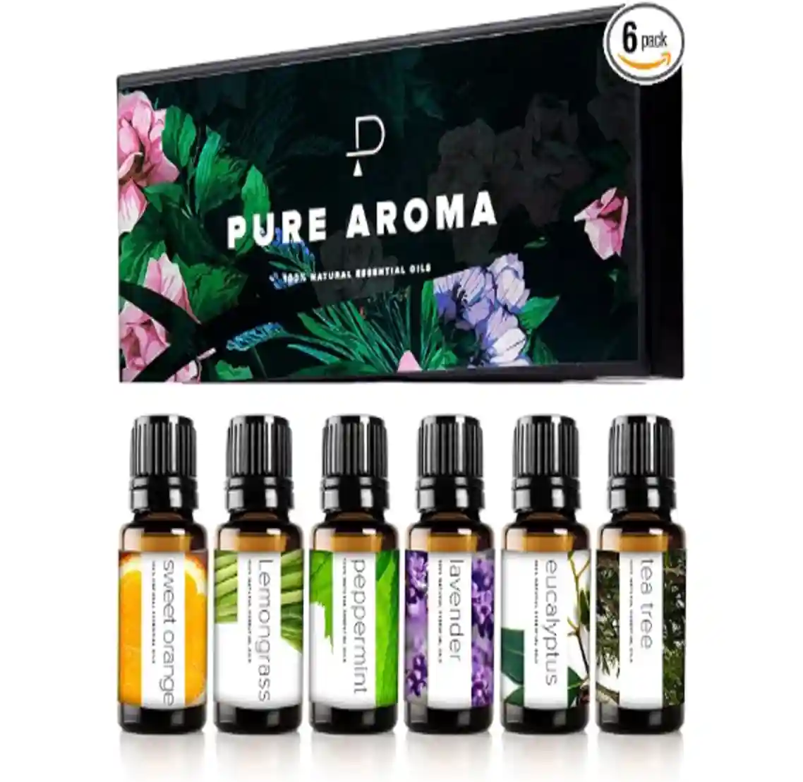Essential Oils Set by Pure Aroma Top 6 Aromatherapy Oils Set