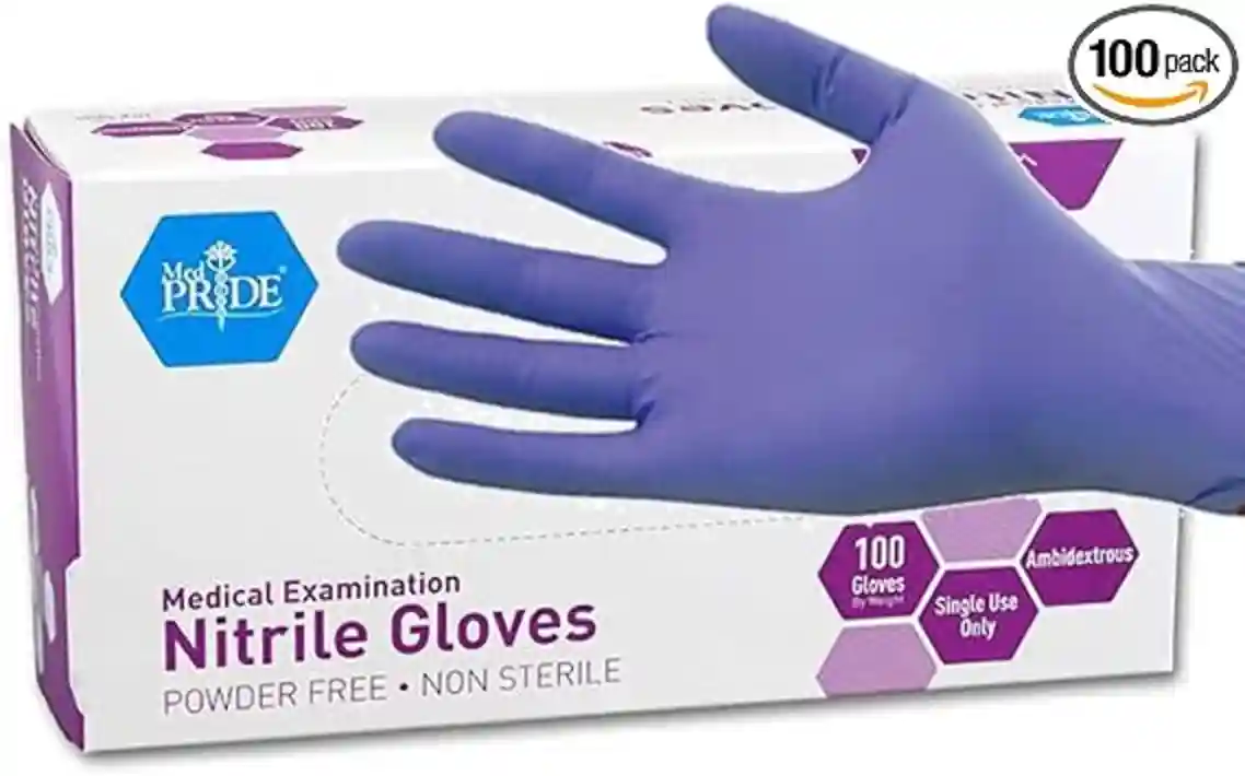 MedPride Powder-Free Nitrile Exam Gloves, Iris Blue, Medium, 100 Count