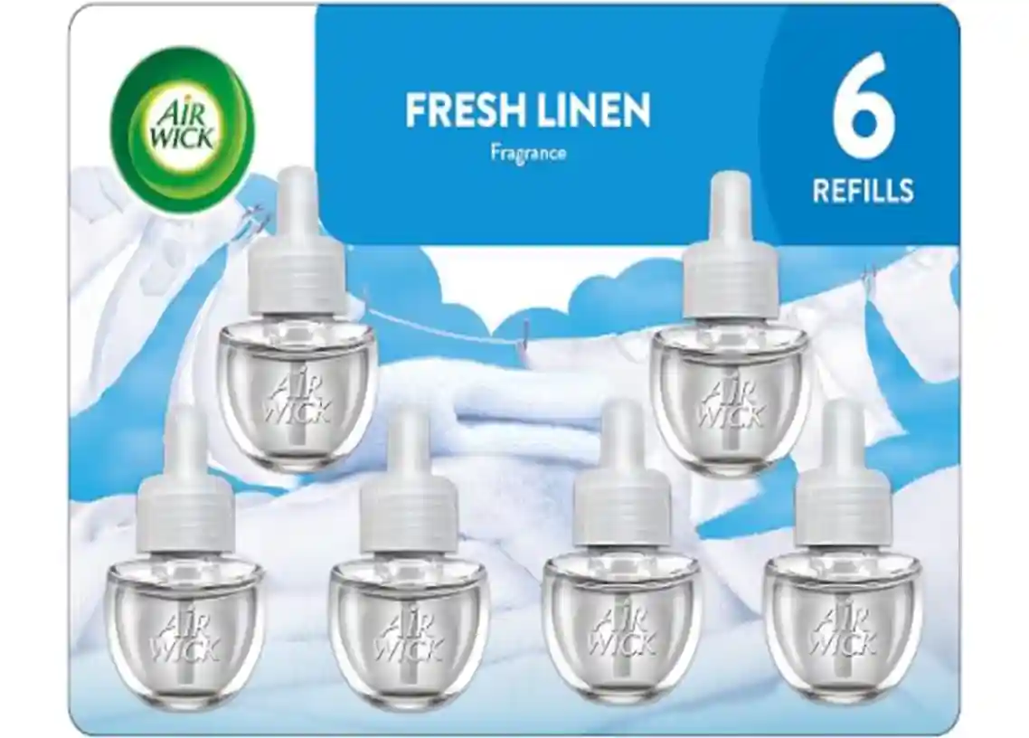 Air Wick Plug-In Scented Oil Refills, Fresh Linen Air Freshener, 6 Count