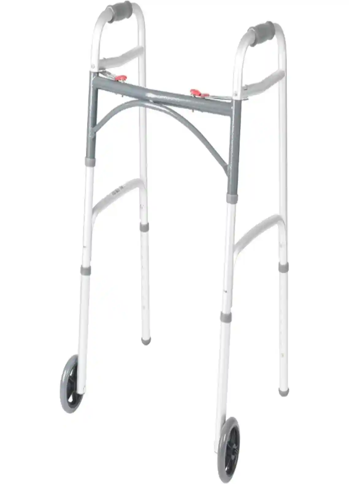 Drive Medical Two Button Folding Walker with Wheels Height Adjustable
