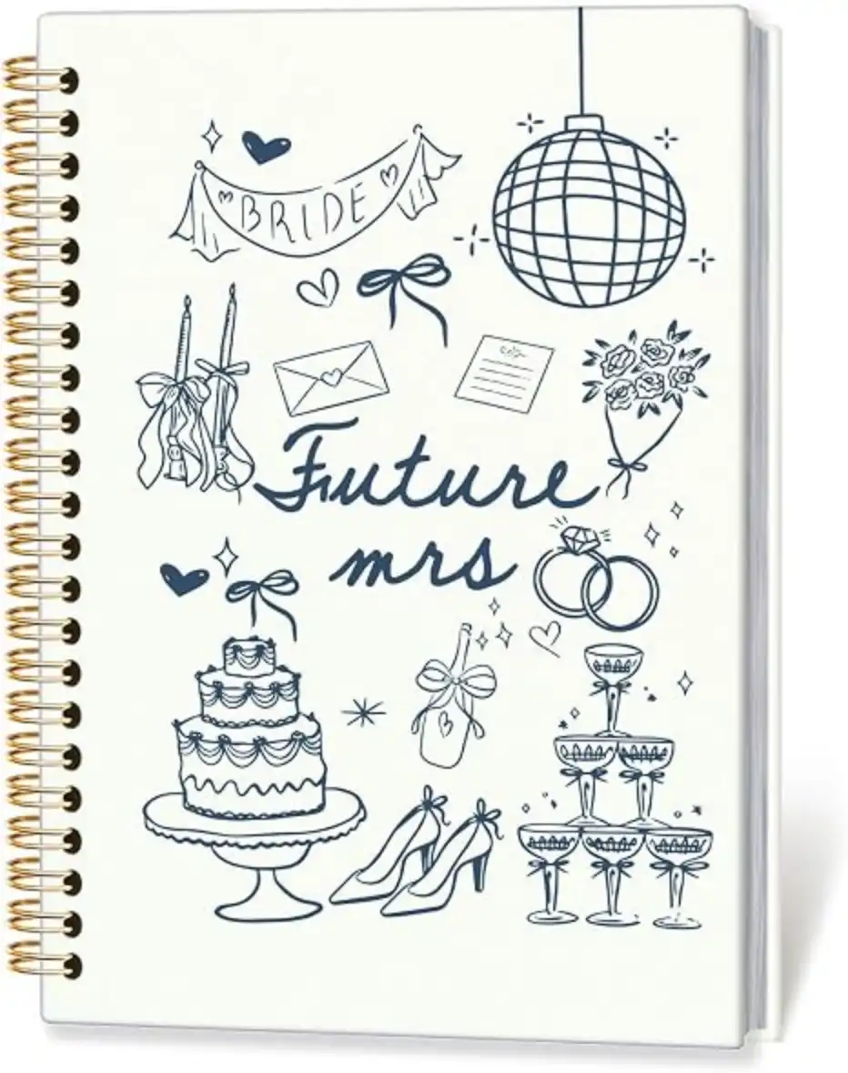 Wedding Bride Notebook Journal Coquette Bridal Spiral Hardcover Notebook 5.5x8.3 Inches for Future Mrs