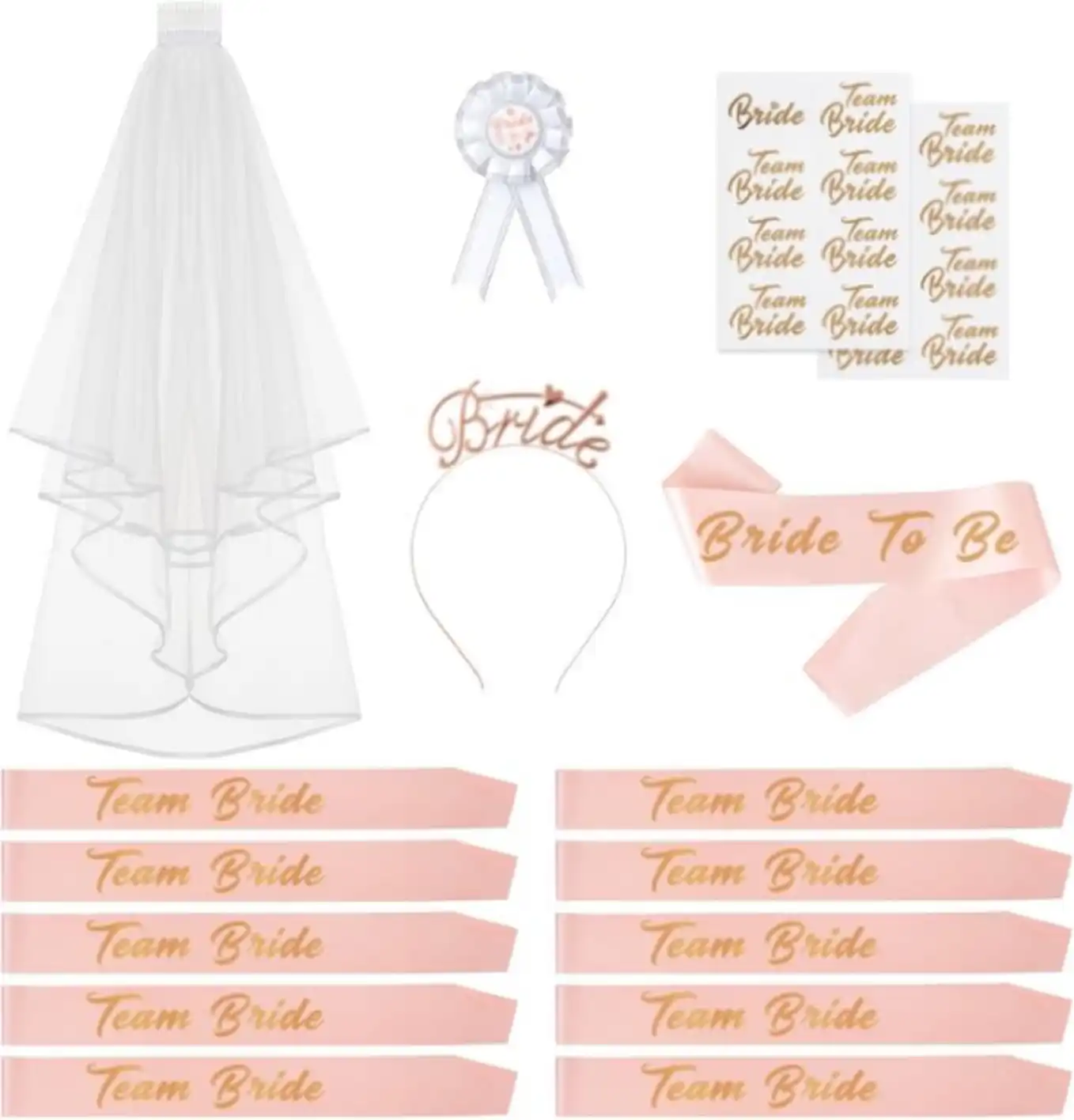 Rose Gold Bride to Be Bachelorette Party Decorations Kit 16 Pcs Set