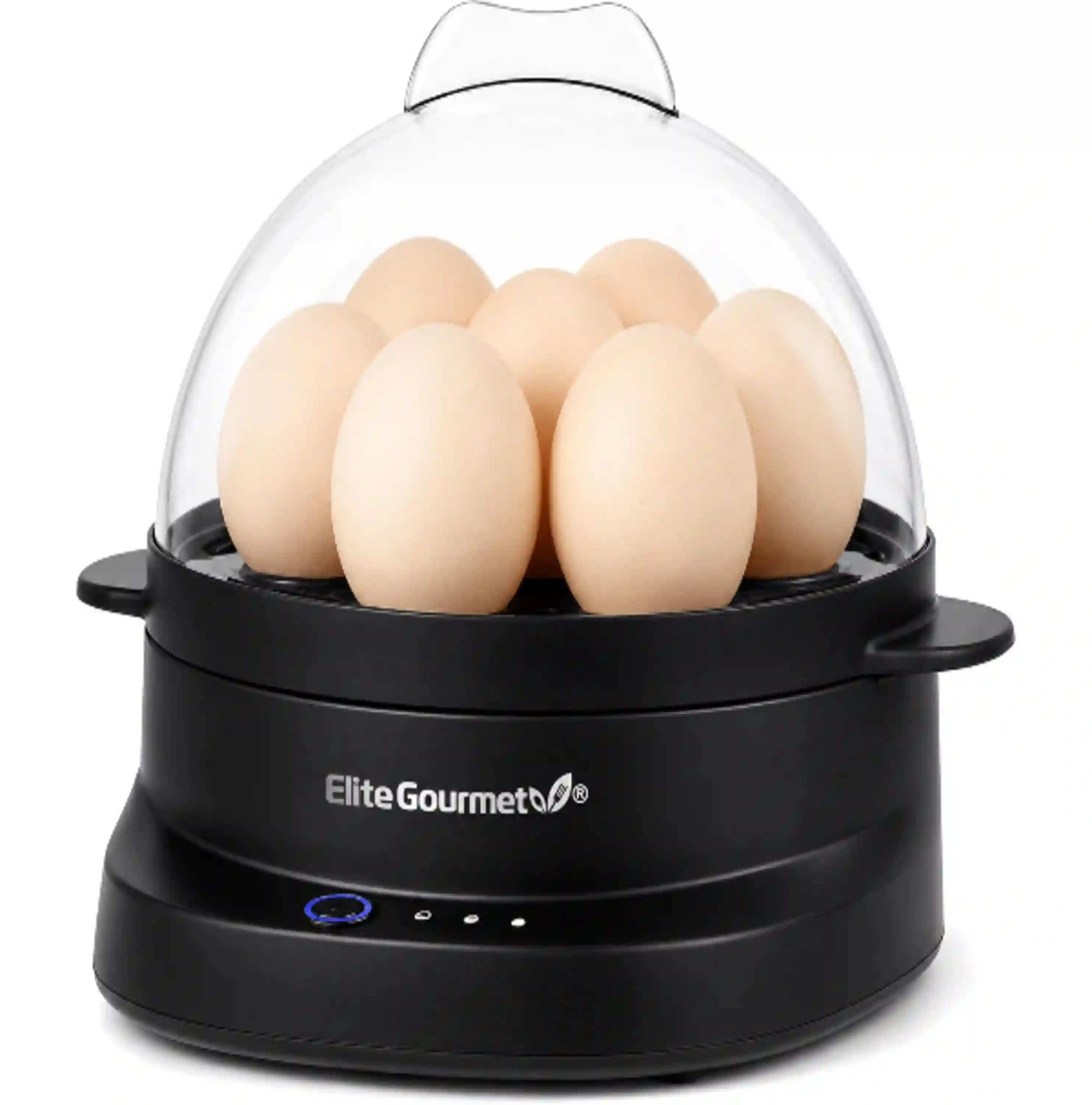 Elite Gourmet 7-Egg Electric Egg Cooker with Voice Alerts and Auto Shut-Off