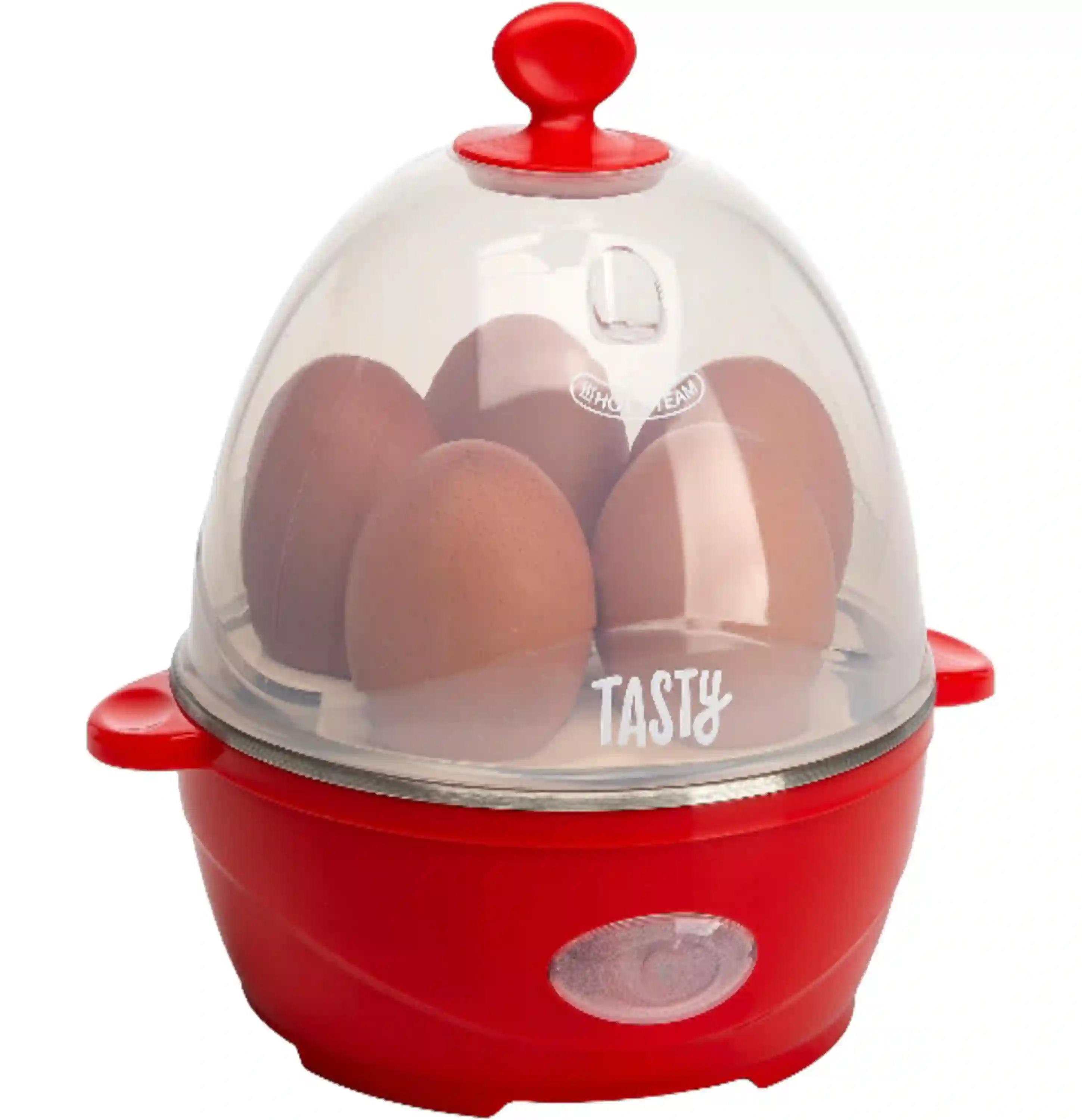 Tasty Mini Rapid Electric Egg Cooker with 5 Egg Capacity in Vibrant Red