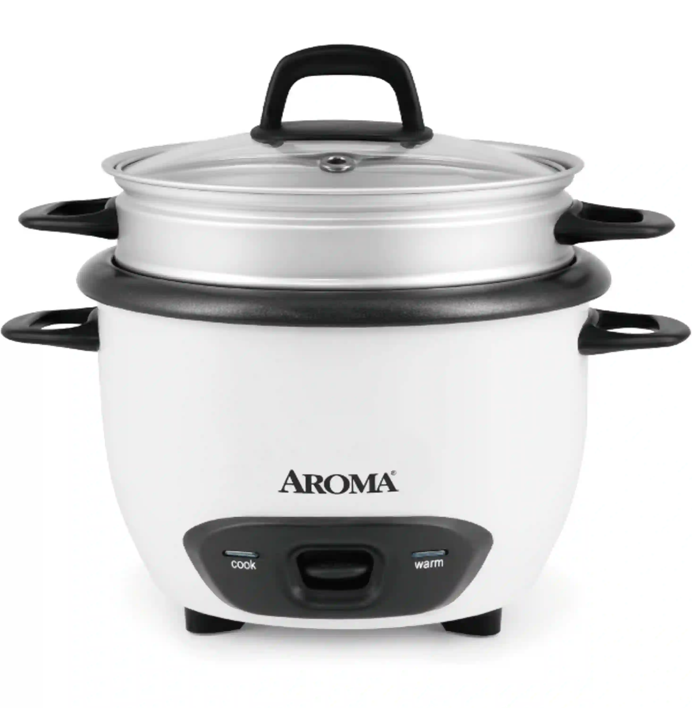 AROMA 3-Cup Uncooked 6-Cup Cooked Rice Cooker and Food Steamer