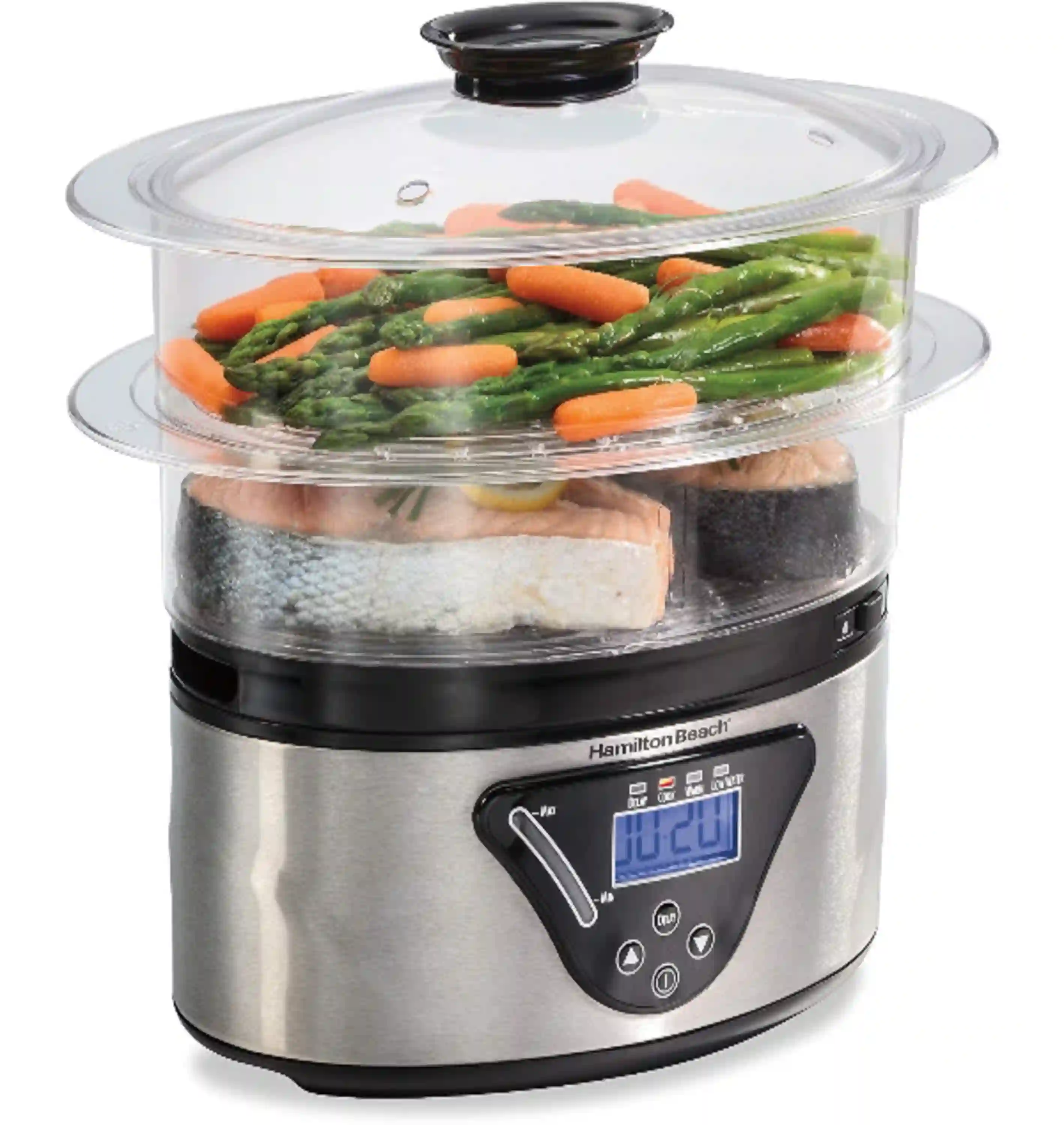 Hamilton Beach Digital Electric Food Steamer and Rice Cooker with Two Tier Bowls
