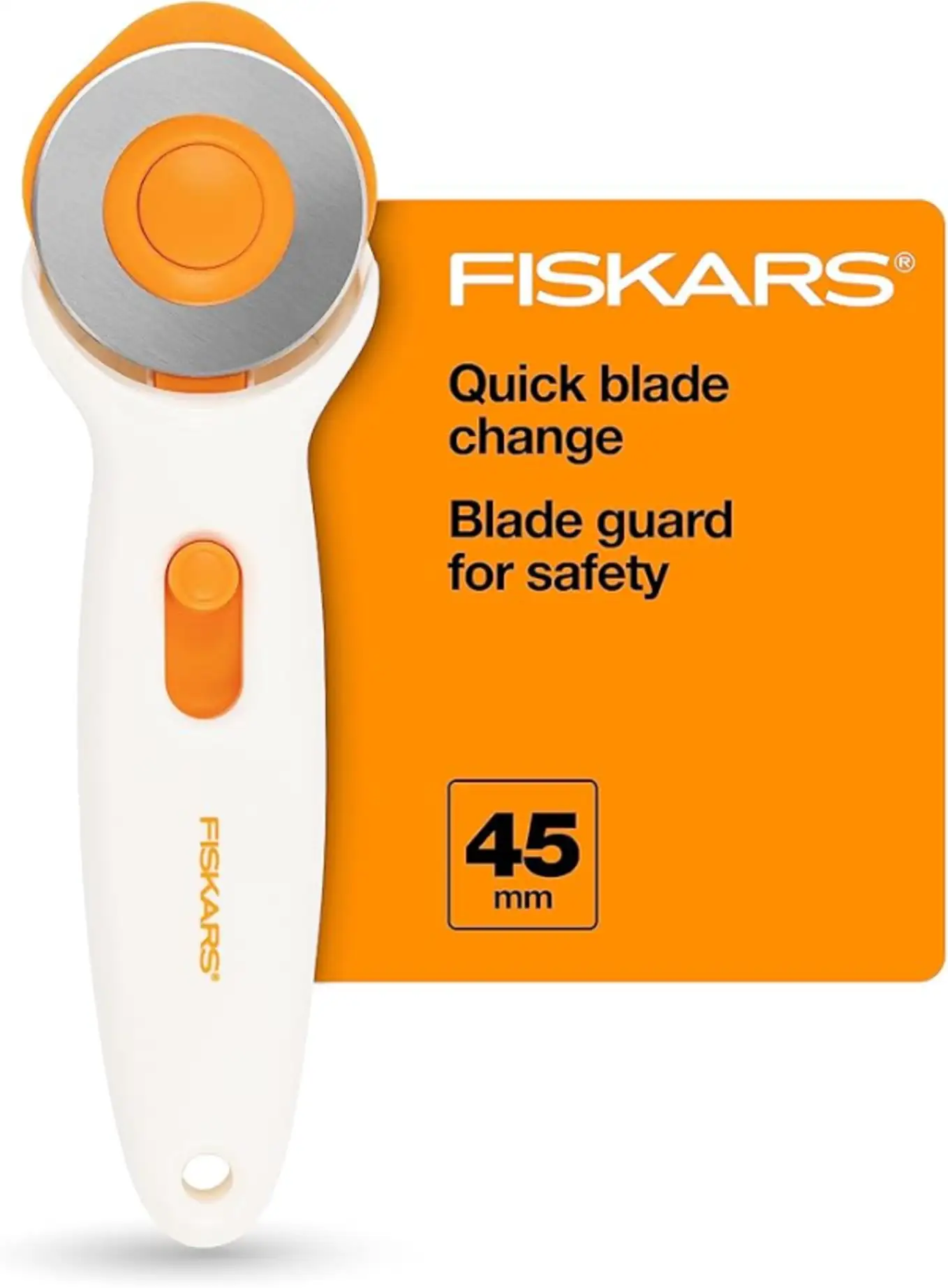 Fiskars 45mm Rotary Cutter Premium Steel Fabric Cutter for Sewing Quilting Arts Crafts Ambidextrous Stick Handle