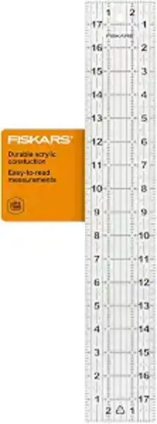 Fiskars 3 x 18 Inch Acrylic Sewing and Quilting Ruler with Gridlines Clear Precision Measuring Tool