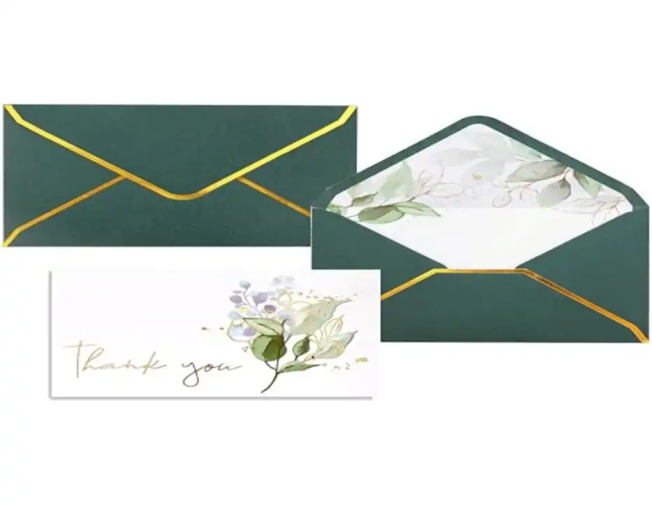 Winoo Design Heavy Duty Thank You Cards Greenery Botanical Note Set