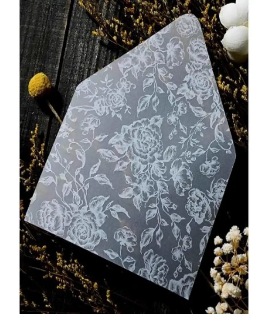 Puremigo 100 Pack Envelope Liners for 5x7 Insert Wedding Invitations White Floral Vellum Paper A7 Euro Flap