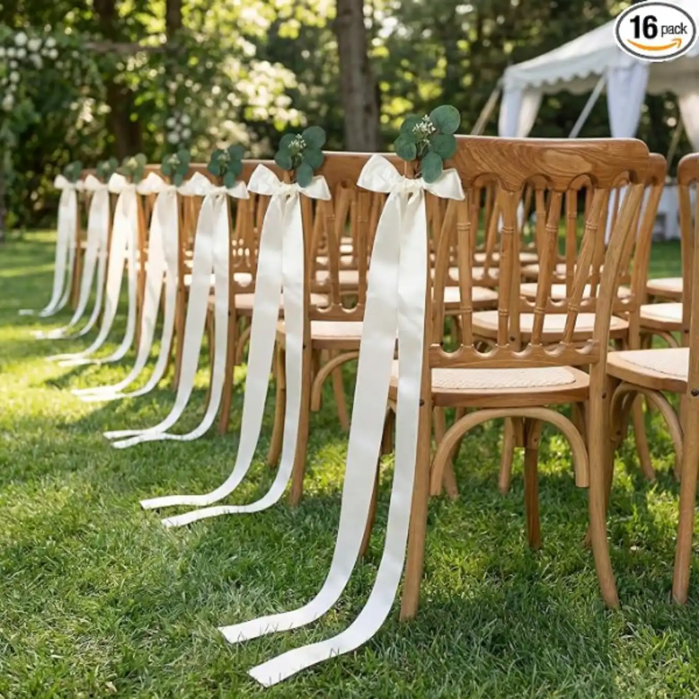 Giegxin 16 Set Wedding Aisle Decorations Artificial Eucalyptus Stems Ribbon Bows