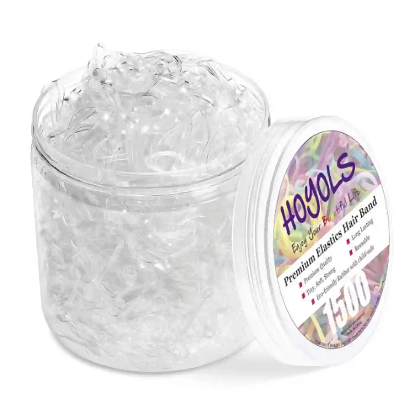 HOYOLS Clear Hair Ties 1500 Pcs Small Elastic TPU Rubber Bands
